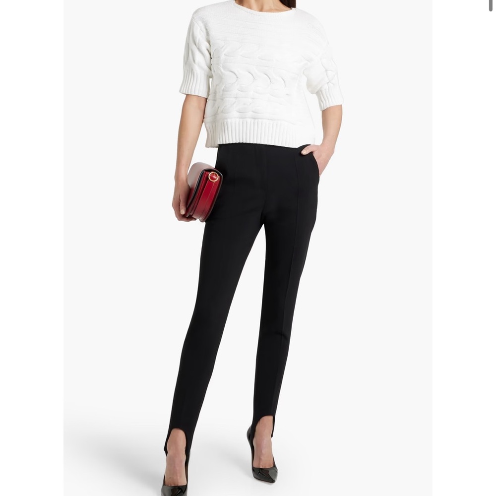 MaxMara Wool-blend stirrup black slim-leg pants high waisted leggings US 4